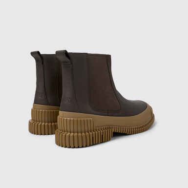 Back view of Pix Brown Leather Chelsea Bootie for Men