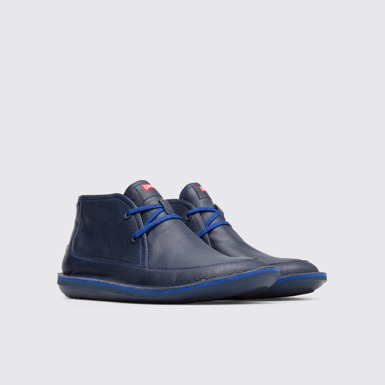 Front view of Beetle Blue Ankle Boots for Men