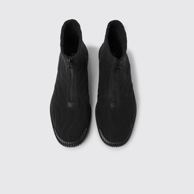 Overhead view of Pix Black zip boots for men