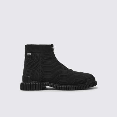 Side view of Pix Black zip boots for men