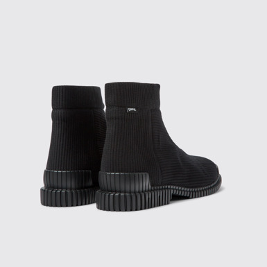 Back view of Pix Black Textile Mid Boots for Men.