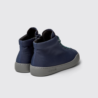 Back view of Peu Touring Blue Textile Sneaker Boots for Men.