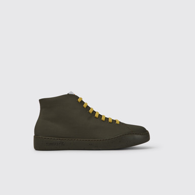 Side view of Peu Touring Green textile ankle boots for men