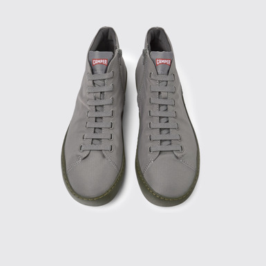 Overhead view of Peu Touring Gray recycled PET sneakers for men