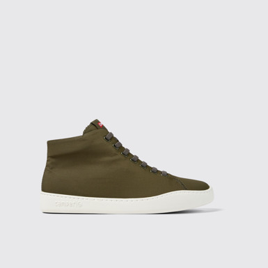 Side view of Peu Touring Green recycled PET sneakers for men