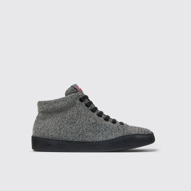 Side view of Peu Touring Gray-black textile ankle boots for men