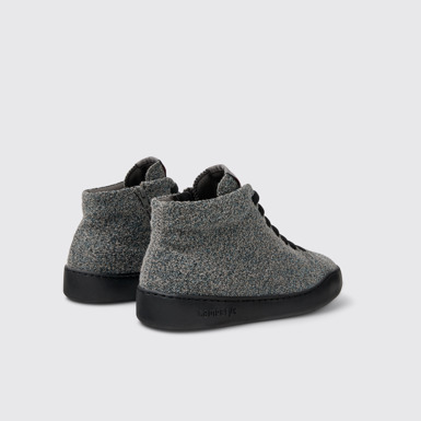 Back view of Peu Touring Gray-black textile ankle boots for men