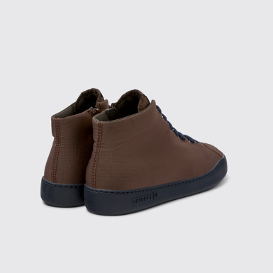 Back view of Peu Touring Brown Recycled PET Sneaker Boots for Men.