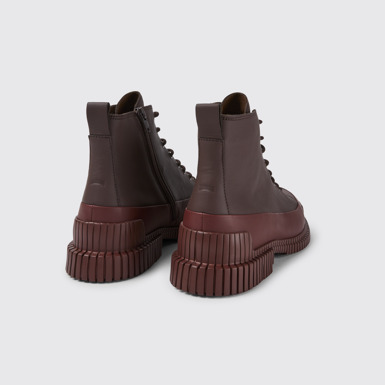 Back view of Pix Burgundy lace-up leather boots