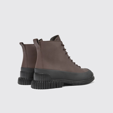 Back view of Pix Brown and black leather lace-up boots for men
