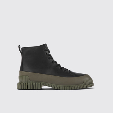 Side view of Pix Black and green leather ankle boots for men
