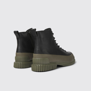 Back view of Pix Black and green leather ankle boots for men