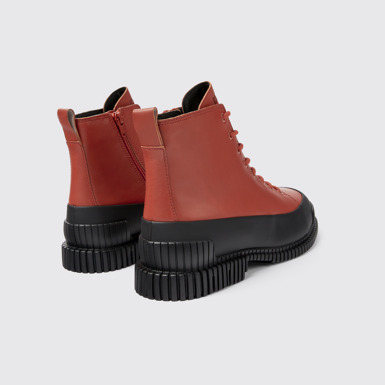 Back view of Pix Brown and black leather lace-up boots for men