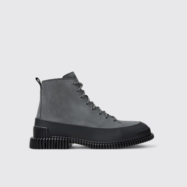 Side view of Pix Multicolor Nubuck and Leather Mid Boots for Men.