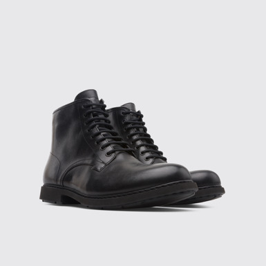 Front view of Neuman Black Ankle Boots for Men