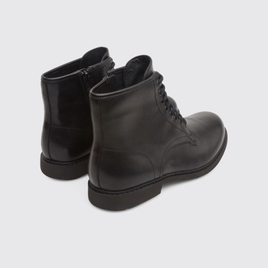 Back view of Neuman Black Ankle Boots for Men