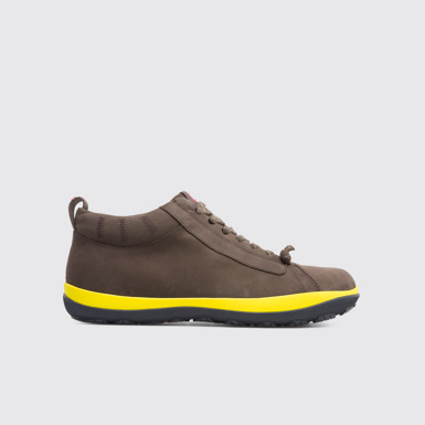 Side view of Peu Pista Brown Gray Casual Shoes for Men