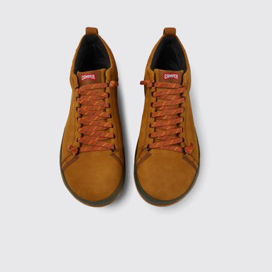 Overhead view of Peu Pista Brown nubuck shoes for men