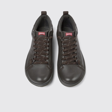 Overhead view of Peu Pista Brown leather shoes for men