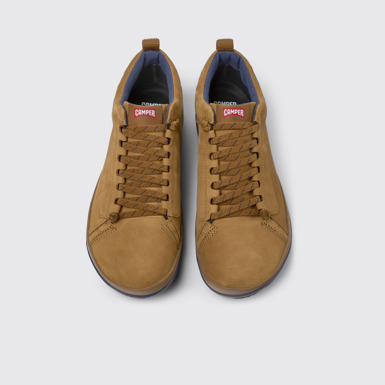 Overhead view of Peu Pista Brown nubuck shoes for men