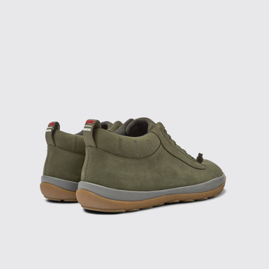 Back view of Peu Pista Green nubuck shoes for men