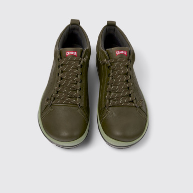 Overhead view of Peu Pista Green-gray leather shoes for men