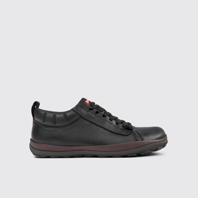Side view of Peu Pista Black leather shoes for men