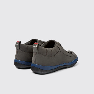 Back view of Peu Pista Gray nubuck shoes for men