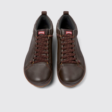 Overhead view of Peu Pista Brown leather shoes for men