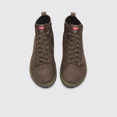 Overhead view of Peu Pista Brown Gray Ankle Boots for Men