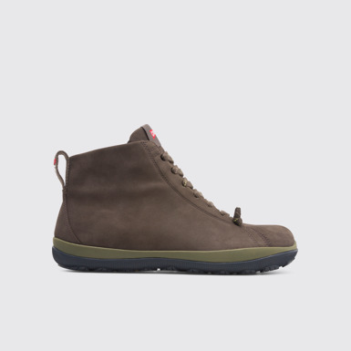 Side view of Peu Pista Brown Gray Ankle Boots for Men