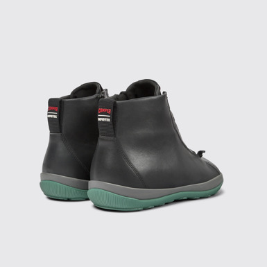Back view of Peu Pista Black leather ankle boots for men