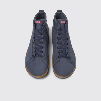 Overhead view of Peu Pista Blue nubuck ankle boots for men