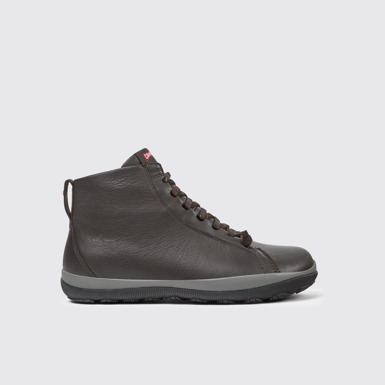 Side view of Peu Pista Brown leather ankle boots for men