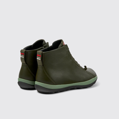 Back view of Peu Pista Green leather ankle boots for men