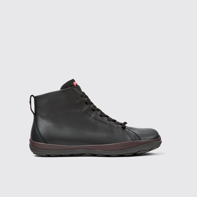 Side view of Peu Pista Black leather ankle boots for men