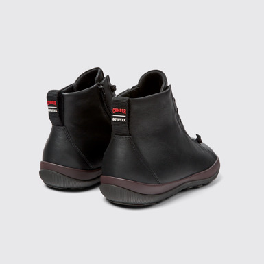 Back view of Peu Pista Black leather ankle boots for men