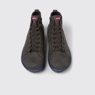 Overhead view of Peu Pista Gray nubuck ankle boots for men