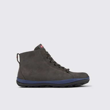 Side view of Peu Pista Gray nubuck ankle boots for men