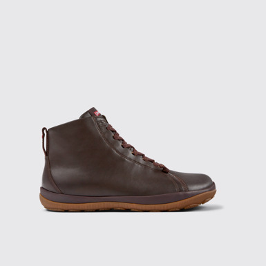 Side view of Peu Pista Brown leather ankle boots for men