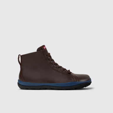 Side view of Peu Pista Brown leather ankle boots for men