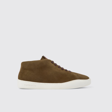 Side view of Peu Touring Brown nubuck sneakers for men