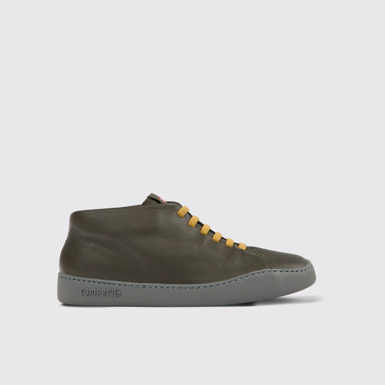 Side view of Peu Touring Green leather sneakers for men