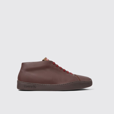 Side view of Peu Touring Brown leather sneakers for men