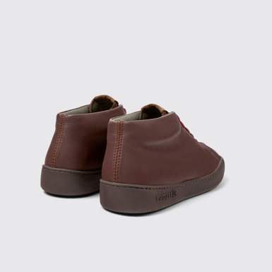Back view of Peu Touring Brown leather sneakers for men