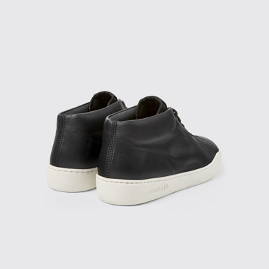 Back view of Peu Touring Black leather sneakers for men