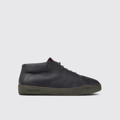 Side view of Peu Touring Black Leather Sneaker Boots for Men.