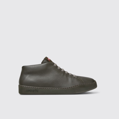 Side view of Peu Touring Green Leather Sneaker Boots for Men.