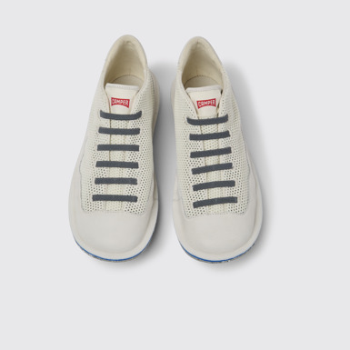 Overhead view of Beetle White non-dyed leather sneakers for men