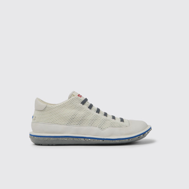Side view of Beetle White non-dyed leather sneakers for men